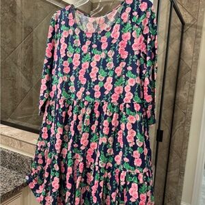 Lilly Pulitzer Floral Dress - Pink and Green on Blue MAKE ME AN OFFER